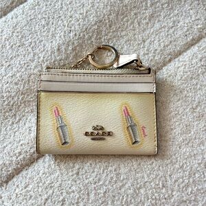 Coach Cream and Gold Lipstick Card Holder